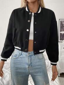 Chiquease Women's Contrast Color Collar, Cuffs And Hem Long Sleeve Jacket Fall Cloth For Women