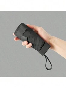 Ô dù cầm tay màu đen có khả năng chống tia UV và thiết kế gấp sáu lần nhỏ gọn - Lựa chọn che nắng lý tưởng với hộp đựng ô tiện lợi - màu đen - Xem 2