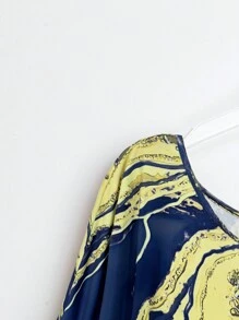 EMERY ROSE Plus Size Asymmetric Hem Casual Shirt With Allover Print - Multicolor - View 3