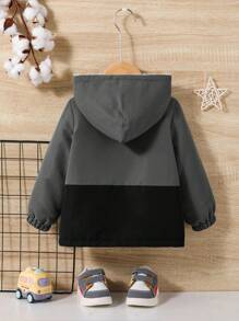 SHEIN Baby Boys Contrast Color Patchwork Thick Hoodie