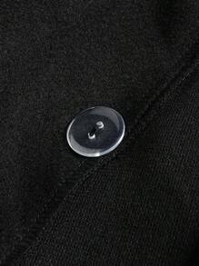 SHEIN Clasi 大码女式纯色简约休闲长袖大衣，适合冬季 - 黑色 - 查看 5