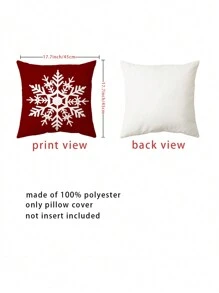 4pcs Home Office Bedroom Pillowcase Short Plush Boho Pillowcase Snowflake Tree Print Pillowcase (No Pillow Core) - Red - View 2