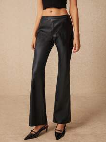 SHEIN Frenchy Quần âu màu trơn cho nữ - màu đen - Xem 1