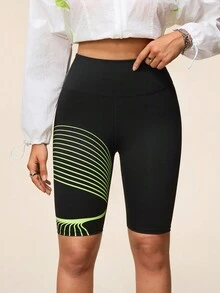 Easithlete 印花修身休闲运动短裤 - 黑色 - 查看 2