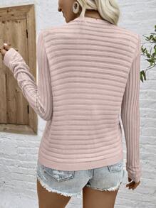 SHEIN LUNE Áo len cardigan dài tay rộng màu trơn thường ngày cho nữ, mùa xuân và mùa thu - Hồng - Xem 2