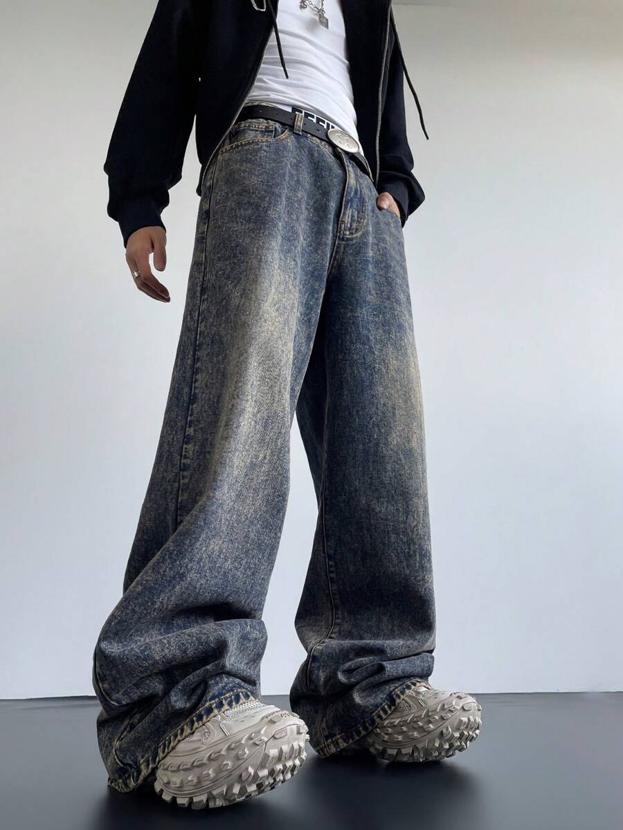 Manfinity EMRG Quần Jeans Ống Rộng Baggy Denim Nâu Cho Nam - màu nâu - Xem 1