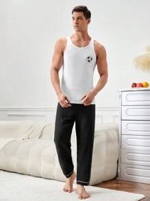 男士圆领休闲足球图案汗衫，四季款 - 白色 - 查看 3