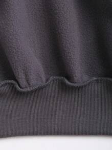 SHEIN Unity Women Loose Fit Zip Front Long Sleeve Casual Sweatshirt, Spring Autumn Pullover Fall Outfit - Dark Grey - View 5