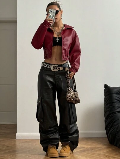 Chaqueta vintage para mujer, Ankora Rojo