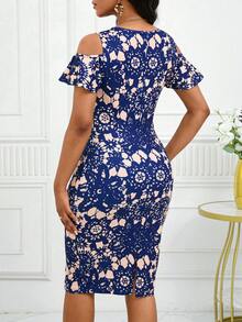 SHEIN Lady Robe moulante à découpe pour l'automne et l'hiver - Multicolore - Voir 2