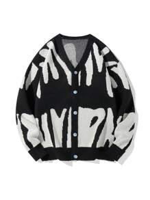 Manfinity Hypemode Men's Color-Block Button-Up Long Sleeve Cardigan Sweater