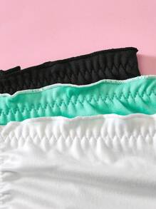 SHEIN 3pcs Tween Girls' Simple Comfortable Strapless Ruffle Trim Camisole Set - Multicolor - View 5