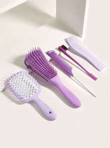 1pc Professional Hair Styling Comb For Curly, Consist Of Edges Brush, Tail Comb, Gel Brush Denman Brush Edge Control Brush,Hair Brush Detangling Barber Comb Parting Comb Hair Picks Rat Tail Comb Rat Tail Combs For Parting,Hair Styling Comb Decorative Tail Comb, Edge Control Brush And Shampoo Brush Hair Comb, Anti-Static Braiding Combs Hair Combs For Salon,Braiding Combs Rat Tail Comb,Wide Tooth Comb Teasing Hair Brush Brush Hair Brush Scalp Massage,Straight, Wet, Dry, Long, And Short - Multicolor - View 2