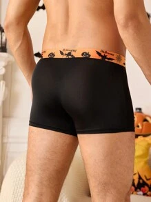 3pcs/Set Men's Letter & Bat Graphic Casual Boxers, Halloween - Multicolor - View 10