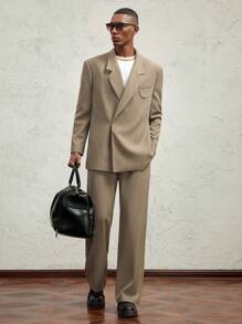 Formal Áo khoác cardigan ve áo dệt kim dáng rộng thoải mái cho nam, màu lạc đà, dành cho mùa thu đông - Lạc đà - Xem 5