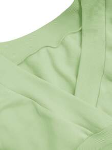 SHEIN Essnce 2pcs Women Off-Shoulder Long Sleeve Sweatshirt And Shorts Set - Green - View 4