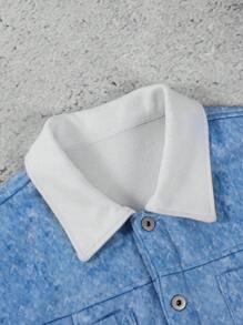 Manfinity Hypemode Chaqueta vaquera de efecto casual para hombre para otoño e invierno, chaqueta azul de botones, chaqueta de invierno para hombre - Azul - Ver 4