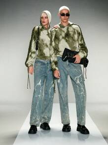 Manfinity VCAY Men's Loose Fit Knitted Casual Long Sleeve Hooded Sweatshirt, Suitable For Fall, Winter - Army Green - View 3