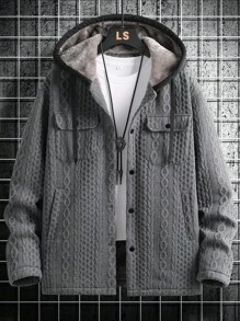 Manfinity Homme Giacca con cappuccio a tinta unita a maniche lunghe per uomo