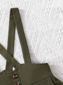 SHEIN 1 Stück marineblauer Trägerrock im College-Stil für Kleine Mädchen, geeignet für den Herbst