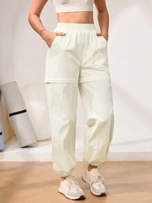 Easithlete 女士纯色可拆卸运动裤 - 黑與白 - 查看 6