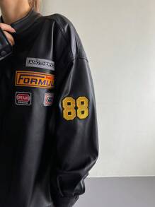 DAZY 女士休闲宽松机车风黑色夹克