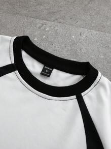 Manfinity Roghcode Men's Contrast Graphic Print Pullover Sweatshirt Vacation Graphic Long Sleeve Sweatshirt, For Friends, Husband, Boyfriend Gifts - Black and White - View 4