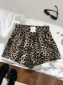 Comfortcana 豹纹贴花休闲宽松短裤，夏季