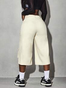 SHEIN Slayr Women's Loose High Waisted Wide Leg Jeans - Apricot - View 2