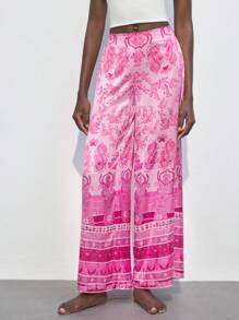 Maija Women's Loose Casual Palazzo Pants With Paisley Print, Beach/Holiday Style