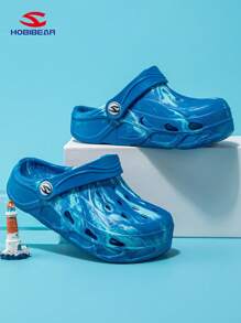 1 par de zuecos de madera azul marino suaves y lindos HOBIBEAR, sandalias de slip-on para bebés y niños pequeños, zapatillas transpirables para interiores y exteriores para niños y niñas