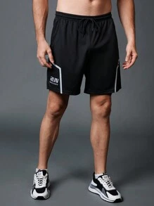 Gym Rark Quần short thể thao nam kiểu Boyfriend Style in họa tiết, quần tập luyện, quần nỉ, quần short đen. - màu đen - Xem 5
