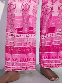 Maija Women's Loose Casual Palazzo Pants With Paisley Print, Beach/Holiday Style