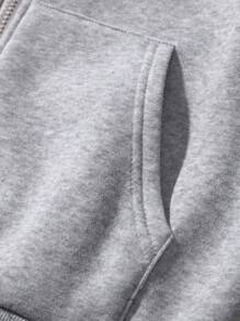 Flirla Women's Spring/Autumn Letter & Star Print Zip-Up Hooded Sweatshirt
