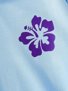 Tween Girl Casual English Print Hoodie Sweatshirt, Spring/Autumn - Blue - View 8