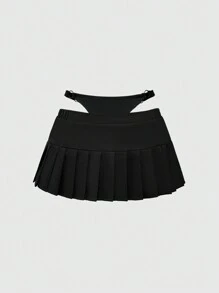 ROMWE Grunge Punk Punk Sexy Women Studded Mini Pleated Skirt