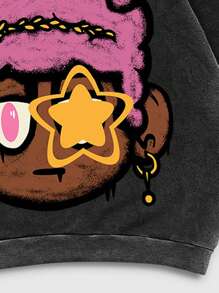 ROMWE MEN Street Life sweat-shirt à capuche vintage délavé et déchiré pour hommes