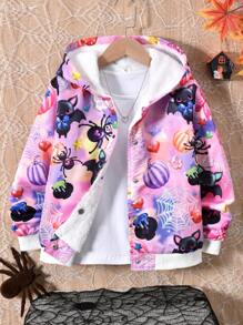 Áo khoác trùm đầu dài tay in hình nhện hoạt hình cho bé gái tuổi teen vào mùa thu/đông - Nhiều màu - Xem 1