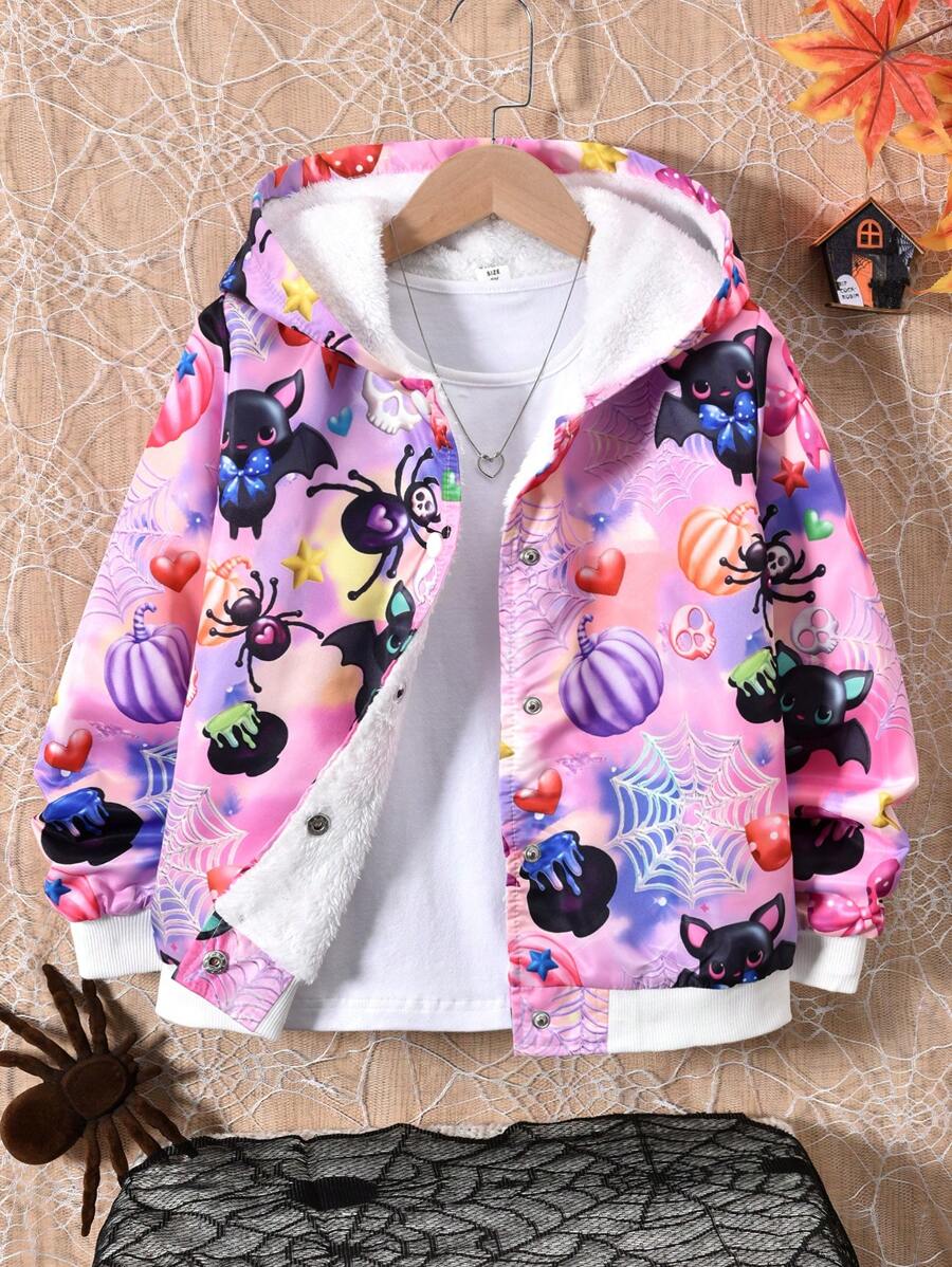 Áo khoác trùm đầu dài tay in hình nhện hoạt hình cho bé gái tuổi teen vào mùa thu/đông - Nhiều màu - Xem 1