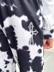 SHEIN Explorewe Bộ 2 món/Bộ đồ thể thao thoải mái cá tính cho bé gái - Đen và trắng - Xem 4