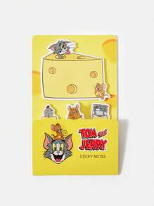 TOM & JERRY X SHEIN Giấy dán ghi chú có thể tháo rời và họa tiết hoạt hình - Màu vàng - Xem 5