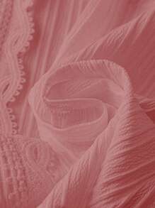 SHEIN LUNE Plus Lace Trim V Neck Blouse - Dusty Pink - View 3