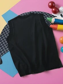 Manfinity Roghcode Men's Crew Neck Graphic Print Casual Knit Vest Halloween - Black and White - View 2