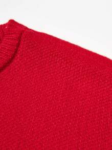 Manfinity EMRG 男士简约印花圆领长袖针织衫，秋冬款 - 紅白色 - 查看 4