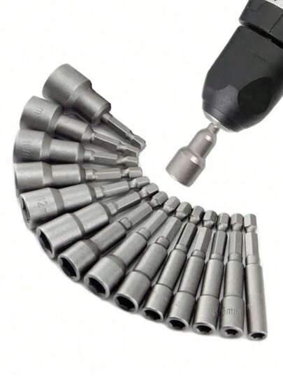 Juego de 9/14 piezas de brocas de atornillador de tuerca de potencia, adaptador de zócalo hexagonal de 1/4", juego de herramientas de reparación para portabrocas de cambio rápido, destornillador eléctrico, taladro manual, taladro neumático, taladro de iones de litio, accesorios para herramientas eléctricas, regalo de Navidad