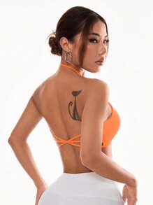 Easithlete Women's Solid Color Minimalist Backless Sports Bra For Fall