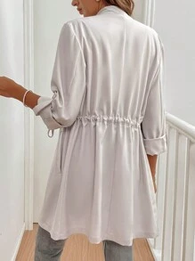 Chiquease 女士翻领抽绳腰斜口袋常规外套