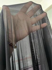 Swim Basics Summer Beach Knot Front Mesh Kimono - Black - View 7