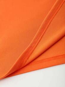 Manfinity Roghcode 男士休闲卡通口号印花 T 恤，夏季，图案 T 恤 - 橘色 - 查看 4