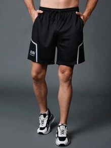 Gym Rark Quần short thể thao nam kiểu Boyfriend Style in họa tiết, quần tập luyện, quần nỉ, quần short đen. - màu đen - Xem 7